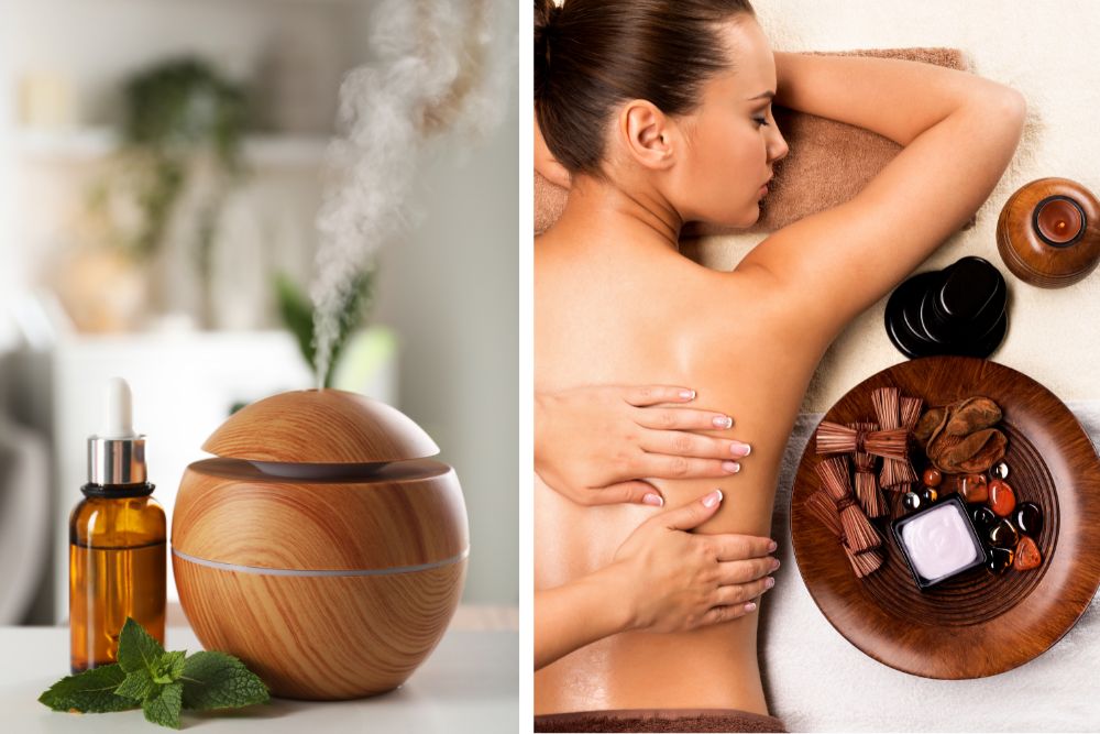 Sklenené fľaštičky s esenciálnymi olejmi pre aromaterapiu a zlepšenie nálady
